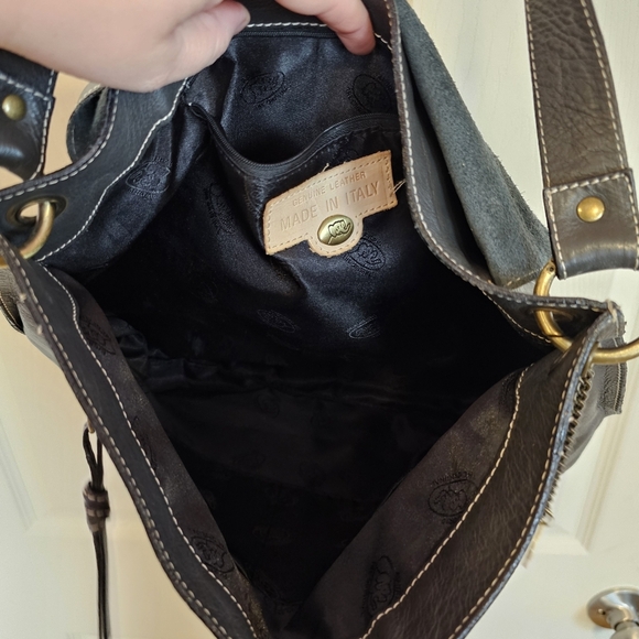 LIKE NEW Flvorio Leather Italian Made Floppy Large Crossbody Bag - Picture 5 of 9
